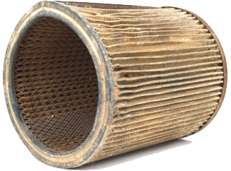 Old and worn Toyota forklift air filter